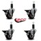 Service Caster 3'' Maroon Poly Swivel 1-1/4'' Expanding Stem Caster Set with Brake, 4PK SCC-EX20S314-PPUB-MRN-PLB-114-4 - alternate 3
